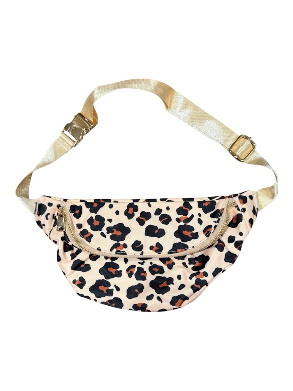 Leopard Nylon Belt Bag with Gold Hardware